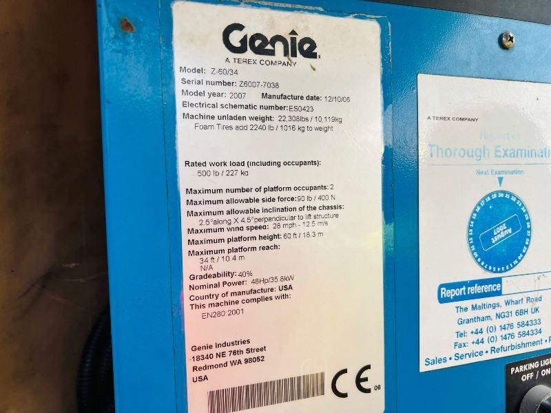 GENIE Z-60/34 4WD ARTICULATED RAIL ROAD BOOM LIFT *20.3M* REMOTE CONTROL *VIDEO*