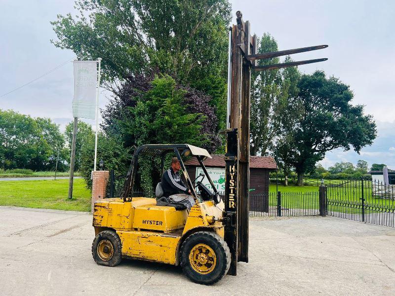 HYSTER DIESEL FORKLIFT C/W 2 STAGE MAST & PERKINS ENGINE *VIDEO*