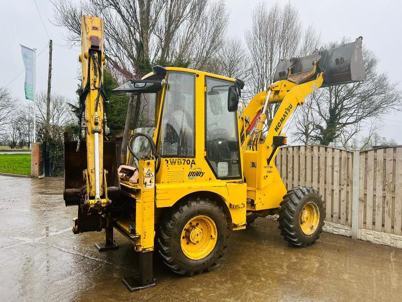 KOMATSU WB70A 4WD PIVOT STEER BACKHOE DIGGER C/W QUICK HITCH *VIDEO*