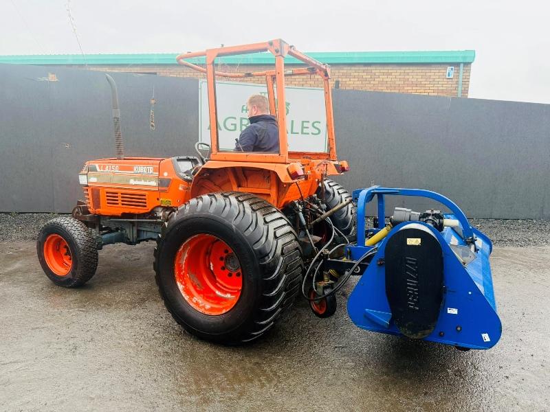 KUBOTA L4150 4WD TRACTOR*C/W RYETECH FLAIL MULCHER*VIDEO*