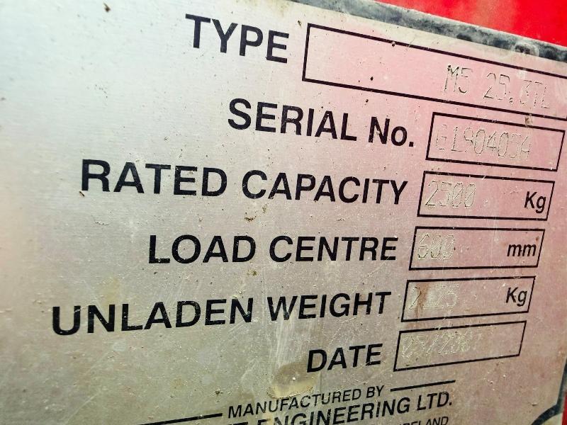 MOFFETT M5 25.3TL FORKLIFT*C/W KUBOTA ENGINE*1454 HOURS*VIDEO*