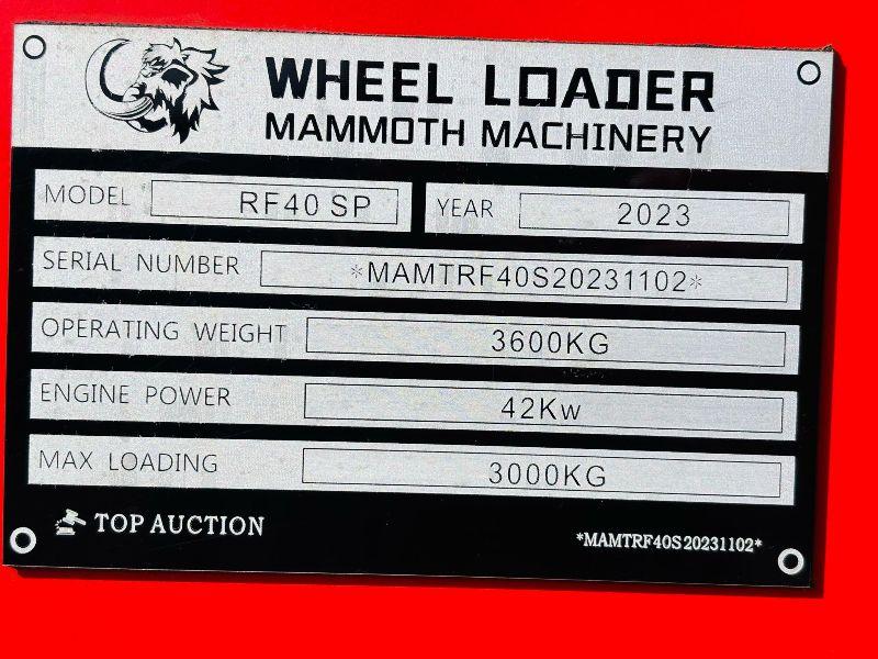 MAMMOTH RF40 SP WHEEL LOADER*C/W 2 STAGE MAST AND TINES*YEAR 2023*VIDEO*