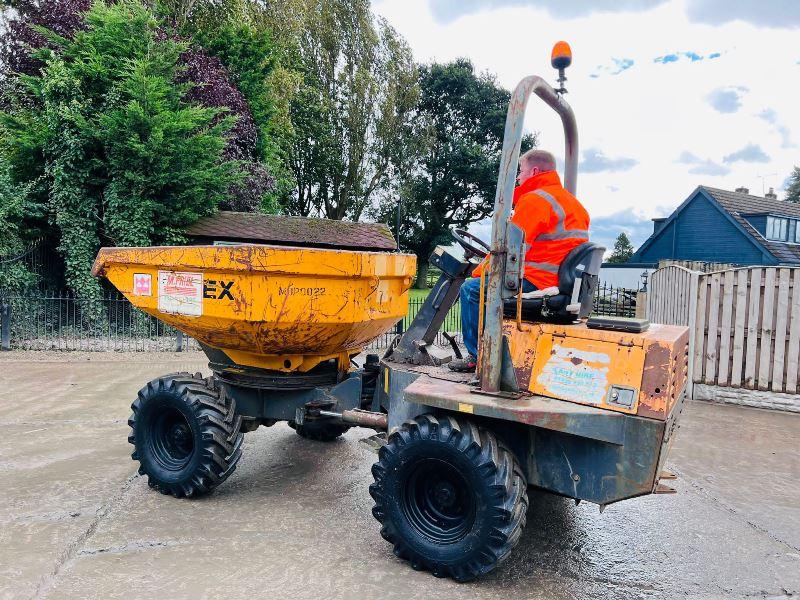 TEREX 3000 4WD SWIVEL TIP DUMPER C/W ROLE BAR & KUBOTA ENGINE *VIDEO*