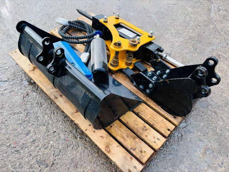 UNUSED 1 X DITCHING BUCKET, 1 X DIGGING BUCKET, 1 X HYDRAULIC HAMMER *2023* VIDEO *