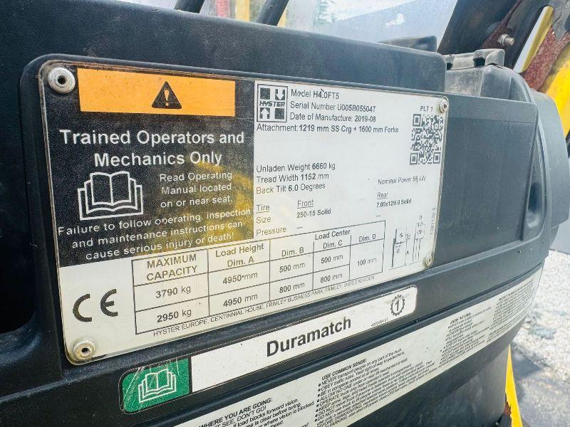 HYSTER 4.0 FORKLIFT*C/W KUBOTA ENGINE*YEAR 2019*VIDEO*