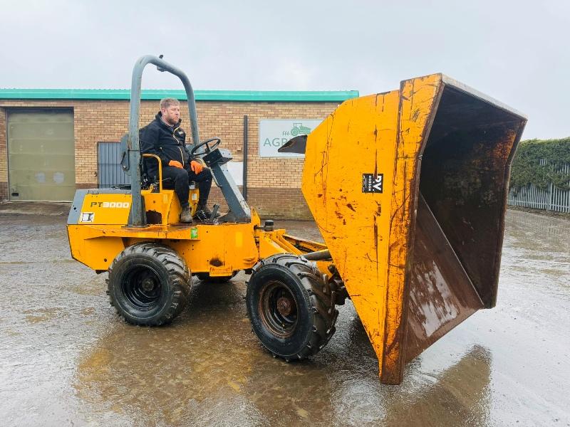 BENFORD PT3000 STRAIGHT TIP DUMPER*C/W KUBOTA ENGINE*VIDEO*