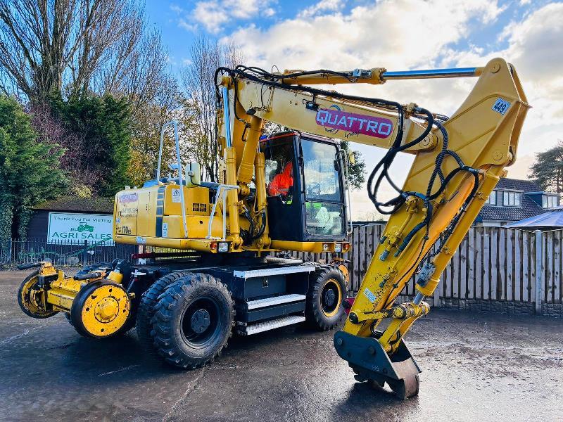 KOMATSU PW170ES-6K 4WD WHEELED EXCAVATOR C/W QUICK HITCH & RAILWAY GEAR *VIDEO*