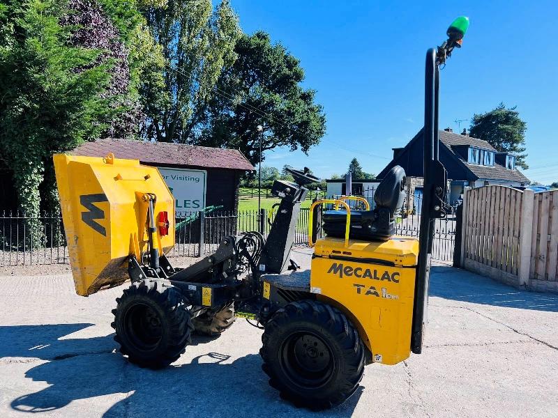 MECALAC TA1HT 1 TON HIGH TIP DUMPER *YEAR 2018, 1362 HOURS* C/W ROLE BAR *VIDEO*