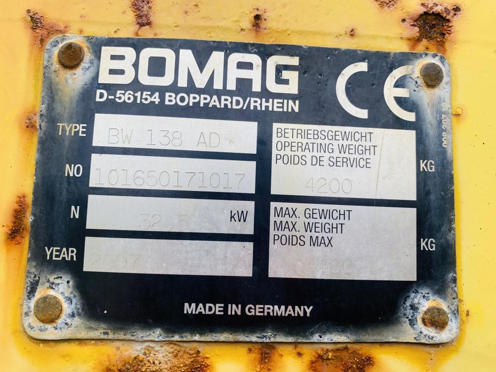 BOMAG BW138AD VIBRATING DRUM ROLLER*C/W DEUTZ ENGINE*VIDEO*