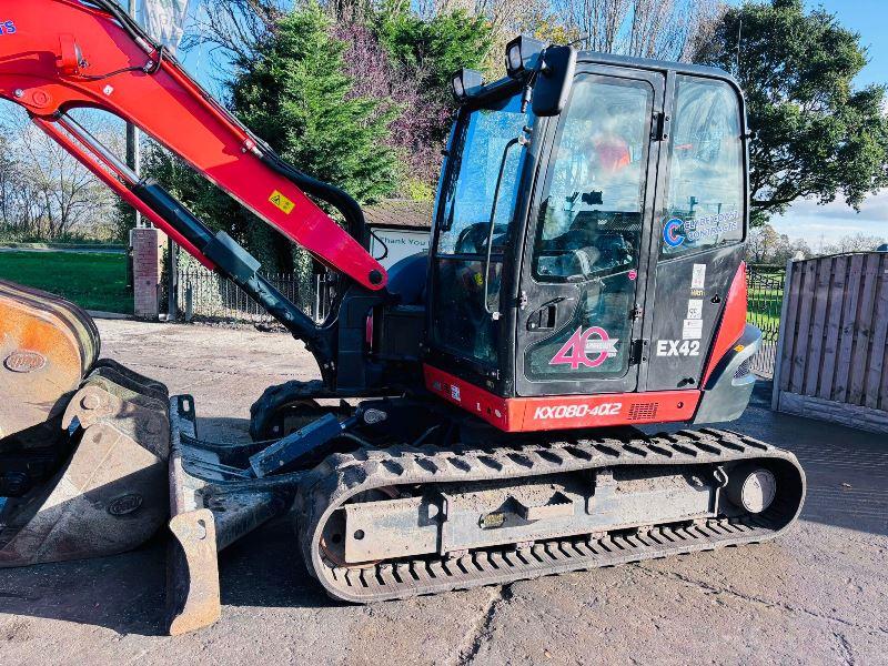 KUBOTA KX080-4A2 EXCAVATOR *YEAR 2020, 3137 READING* C/W 3 X BUCKETS *VIDEO*