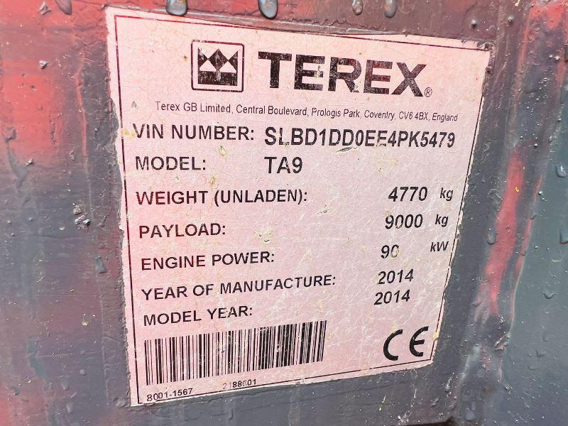 TEREX TA9 4WD DUMPER *YEAR 2014 , 3074 HOURS* C/W ROLE BAR *VIDEO*