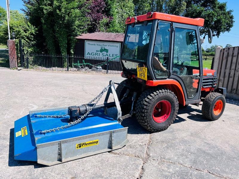 KUBOTA B2410 4WD COMPACT TRACTOR C/W FLEMMING TOPPER & FRONT WEIGHTS *VIDEO*