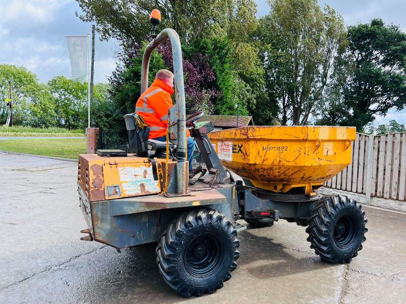 TEREX 3000 4WD SWIVEL TIP DUMPER C/W ROLE BAR & KUBOTA ENGINE *VIDEO*