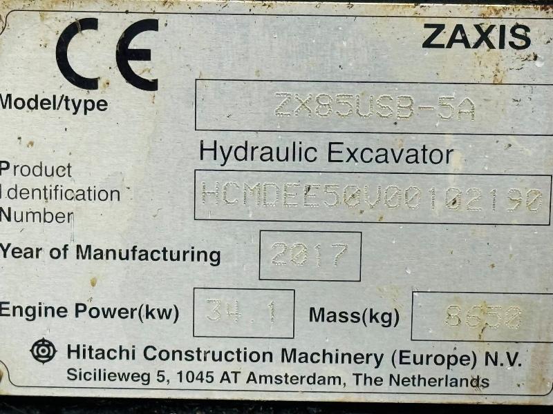 HITACHI ZX85USB-5A TRACKED EXCAVATOR*YEAR 2017*VIDEO*
