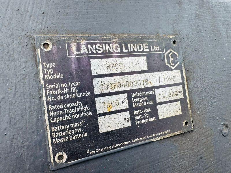 LINDE H70D 2 STAGE MASTED FORKLIFT*C/W PALLET TINES*VIDEO*