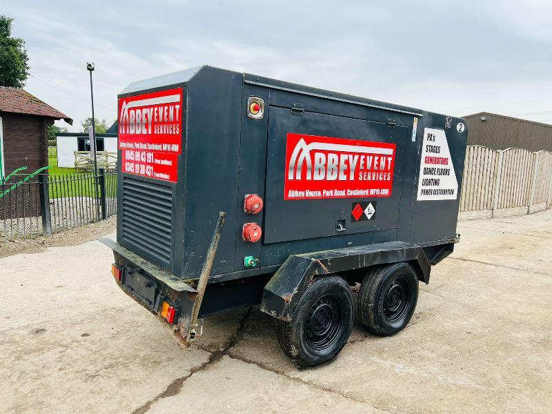 YORPOWER YP40EM MOBILE 40KVA TWIN AXLE GENERATOR C/W PERKINS ENGINE *VIDEO* 