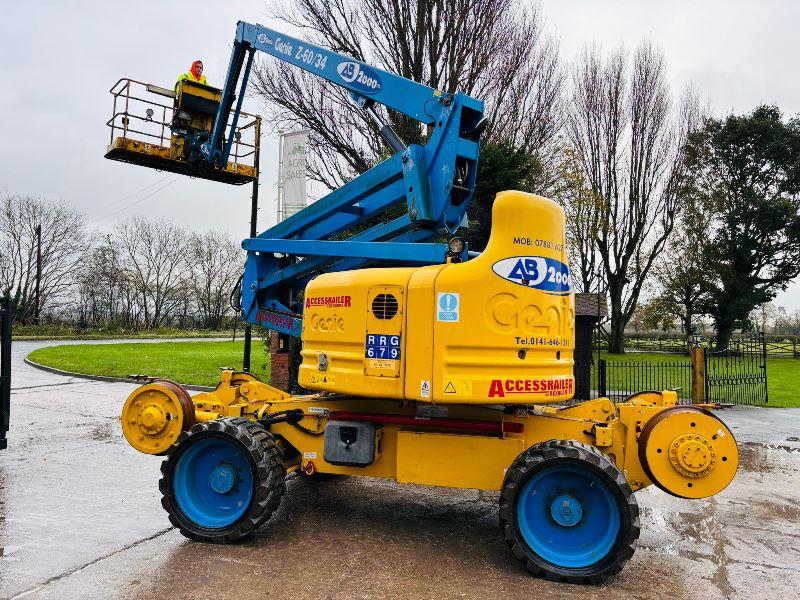GENIE Z-60/34 4WD RAIL ROAD BOOM LIFT *20.3 METERS, YEAR 2013, 3912 HOURS* VIDEO*