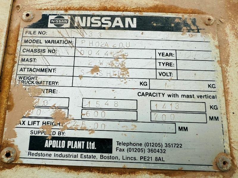 NISSAN 833 GAS FORKLIFT*C/W SIDESHIFT*VIDEO*