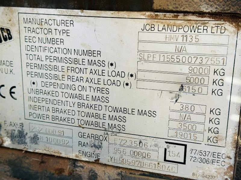 JCB HVM1135 FASTRAC TRACTOR*C/W REAR LINKAGE & PTO*VIDEO*