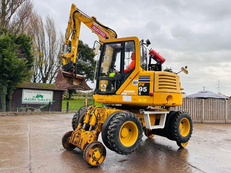 KOMATSU PW95R 4WD WHEELED EXCAVATOR C/W QUICK HITCH & RAILWAY GEAR *VIDEO*