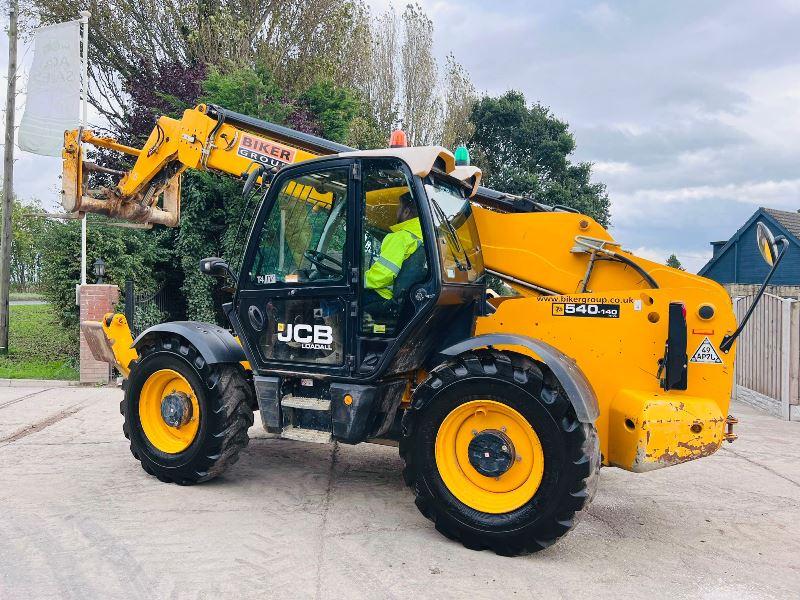 JCB 540-140 HI VIZ 4WD TELEHANDLER *YEAR 2017, 14 METER REACH* C/W TINES *VIDEO* 