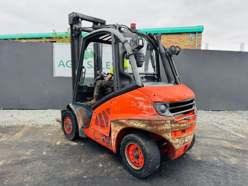LINDE H40D 2 STAGE MASTED FORKLIFT*YEAR 2008*C/W ROTATING TINES*VIDEO*