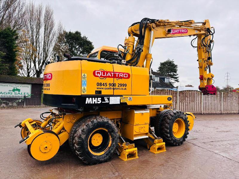 O&K MH5Z 4WD WHEELED EXCAVATOR C/W RAILWAY GEAR & 4 X SUPPORT LEGS *VIDEO*