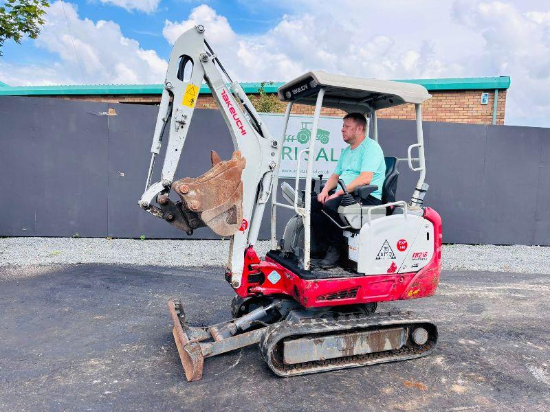 TAKEUCHI TB216 MINI EXCAVATOR*YEAR 2019*C/W 3 BUCKETS/RIPPER*VIDEO*
