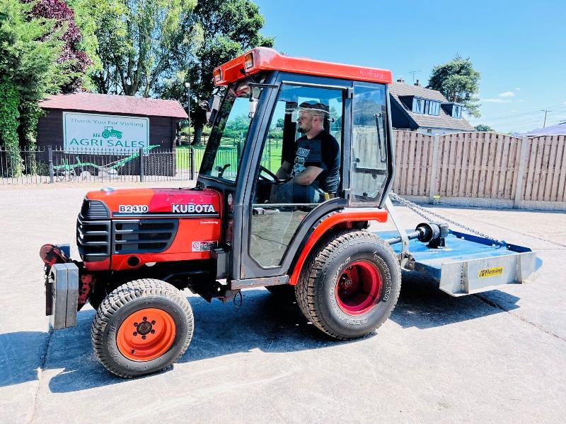 KUBOTA B2410 4WD COMPACT TRACTOR C/W FLEMMING TOPPER & FRONT WEIGHTS *VIDEO*