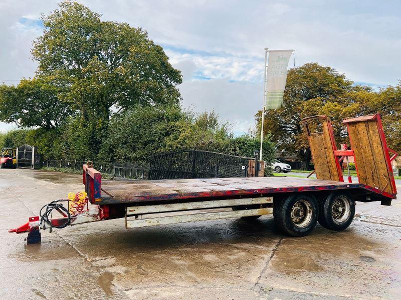 TWIN AXLE DRAG TRAILER * 23 FOOT LONG * C/W HYDRAULIC RAMPS *VIDEO*
