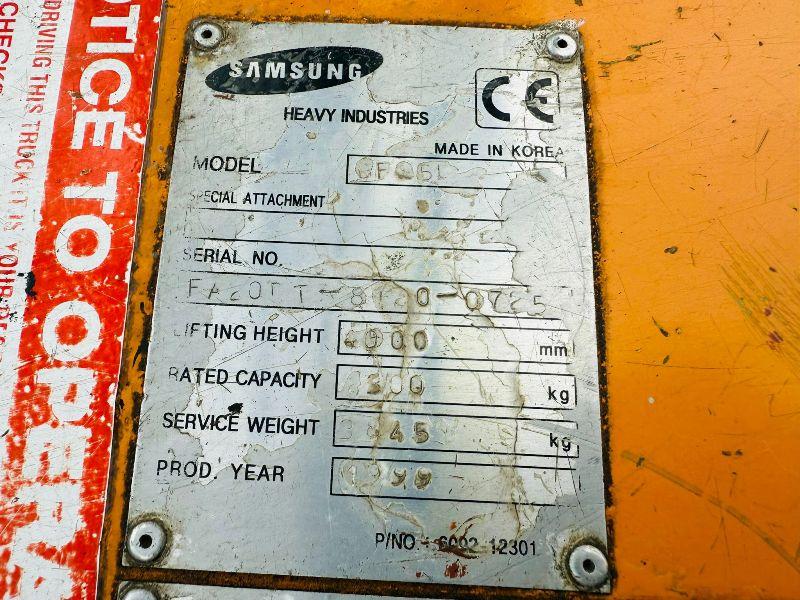 SAMSUNG 2 STAGE MASTED FORKLIFT*C/W YANMAR ENGINE*VIDEO*
