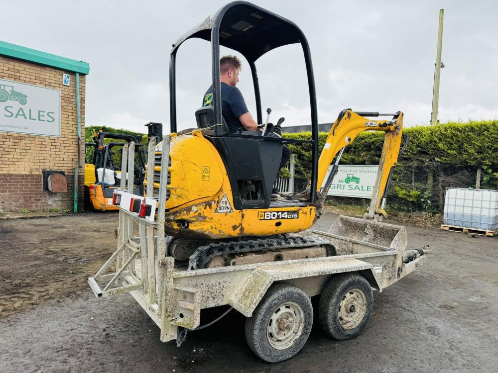 JCB 8014CTS EXCAVATOR*C/W DOUBLE AXLE PLANT TRAILER*YEAR 2010*VIDEO*