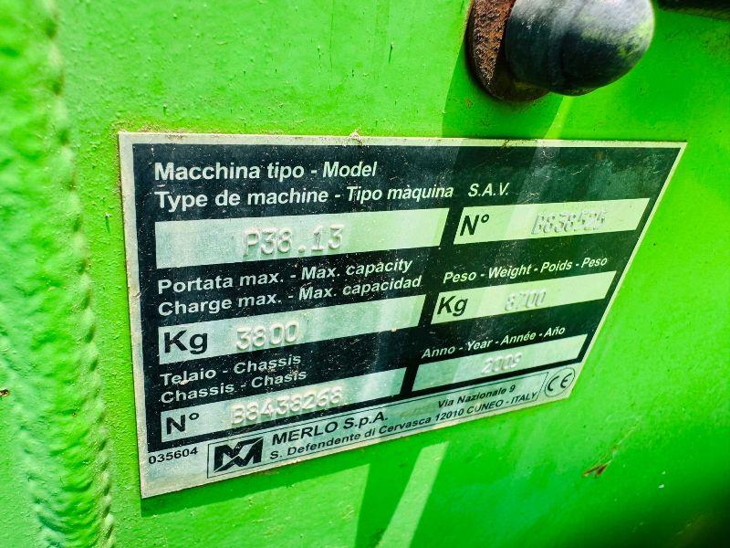 MERLO P38.13 TELEHANDLER*READING 2580 HOURS*C/W PALLET TINES*VIDEO*