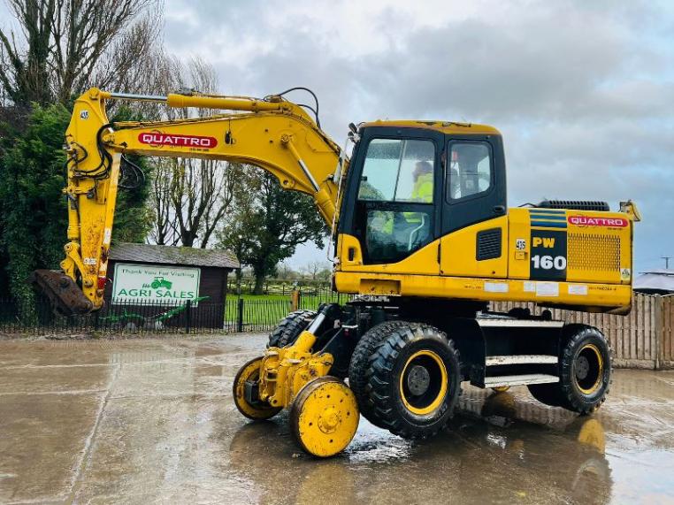 KOMATSU PW160ES-7K 4WD WHEELED EXCAVATOR C/W QUICK HITCH & RAILWAY GEAR *VIDEO*