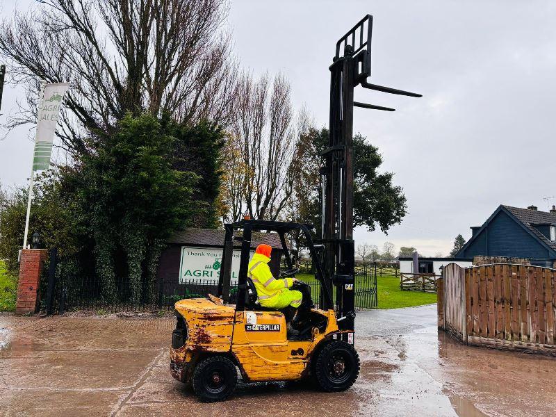 CATERPILLAR 25 DIESEL CONTAINER SPEC FORKLIFT C/W SIDE SHIFT *VIDEO*