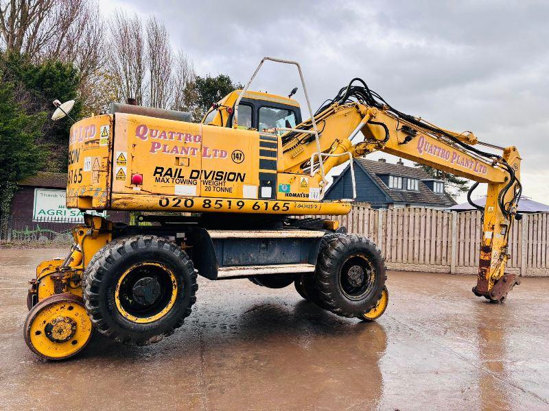 KOMATSU PW150ES-6K 4WD WHEELED EXCAVATOR C/W QUICK HITCH & RAILWAY GEAR *VIDEO*