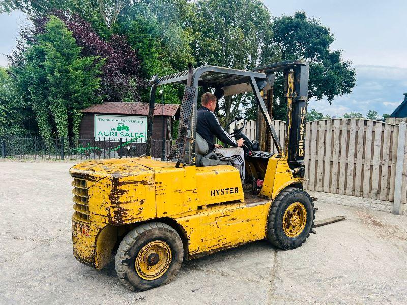 HYSTER DIESEL FORKLIFT C/W 2 STAGE MAST & PERKINS ENGINE *VIDEO*