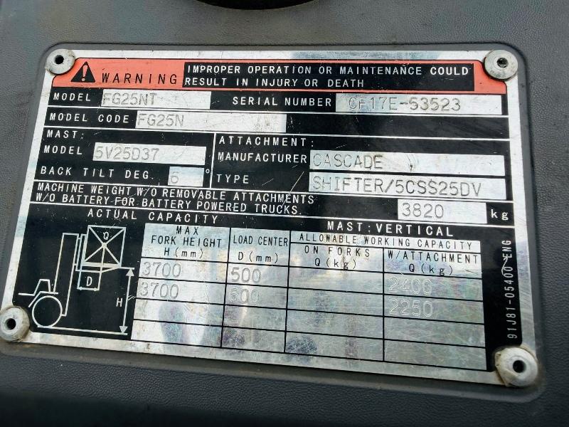 MITSUBISHI FG25NT CONTAINER SPEC FORKLIFT*C/W PALLET TINES*YEAR 2015*VIDEO*