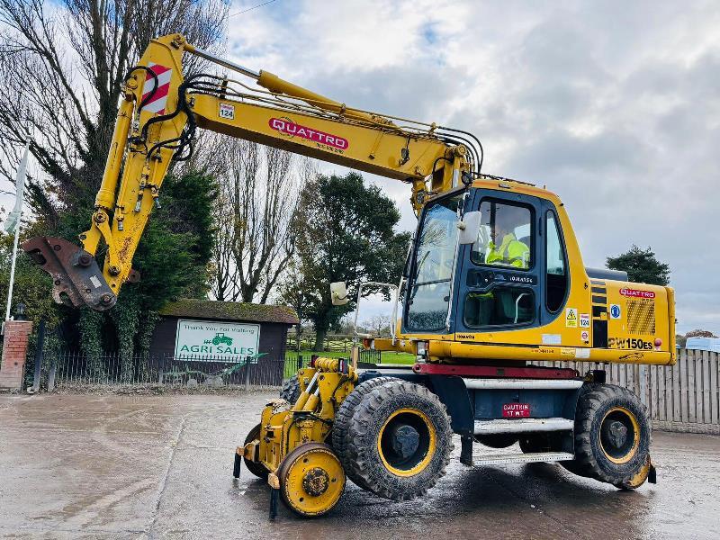 KOMATSU PW150ES-6K 4WD WHEELED EXCAVATOR C/W QUICK HITCH & RAILWAY GEAR *VIDEO*