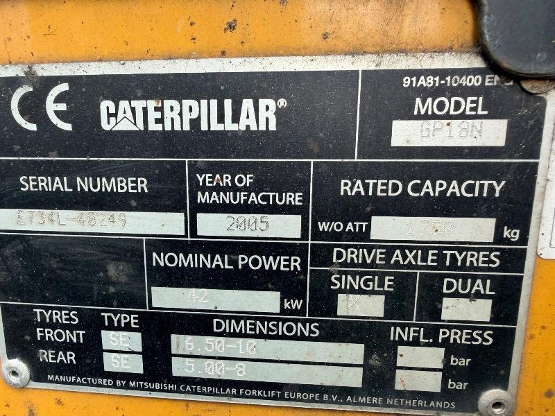 CATERPILLAR GP18N FORKLIFT*C/W PALLET TINES*VIDEO*
