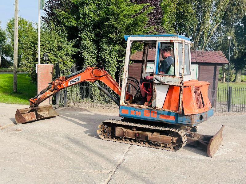 KUBOTA KX60 TRACKED EXCAVATOR C/W 2 X BUCKETS *VIDEO*
