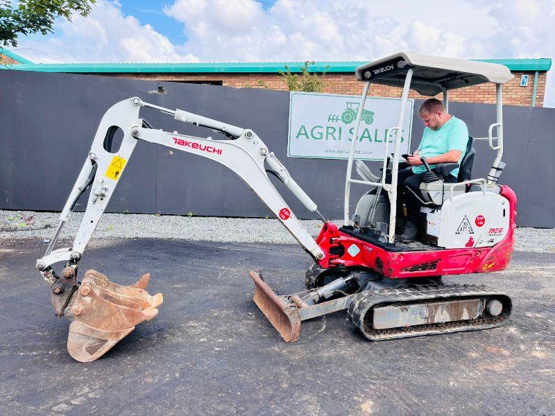 TAKEUCHI TB216 MINI EXCAVATOR*YEAR 2019*C/W 3 BUCKETS/RIPPER*VIDEO*