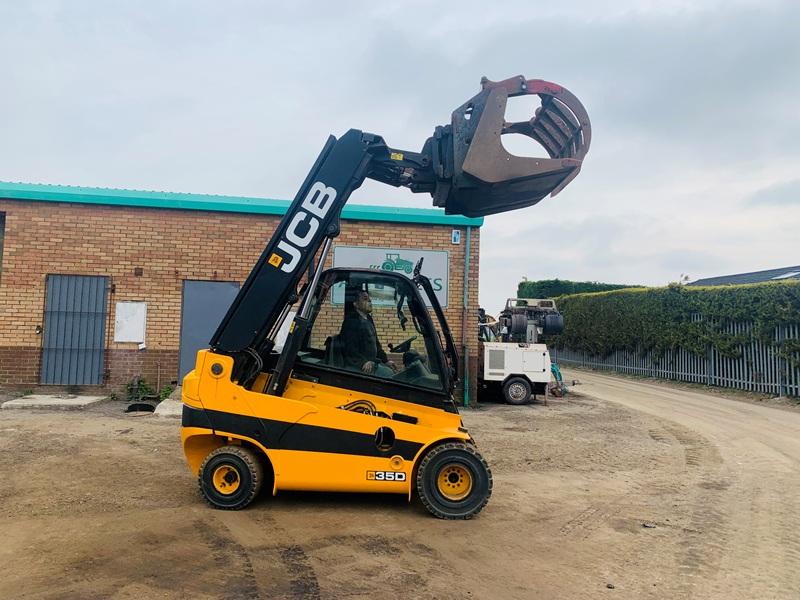 JCB 35D TELETRUK*YEAR 2018*C/W HYDRAULIC MUCK GRAB BUCKET*VIDEO*