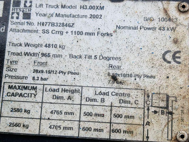 HYSTER H3.00XM FORKLIFT*C/W PALLET TINES*VIDEO*