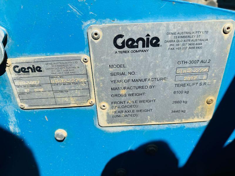 GENIE GTH-3007 TURBO TELEHANDLER *READING 3212 HOURS*C/W PALLET TINES*VIDEO*
