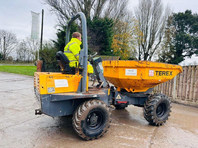 TEREX TA3 4WD SWIVEL TIP DUMPER *YEAR 2012, 1422 HOURS* C/W KUBOTA ENGINE *VIDEO*