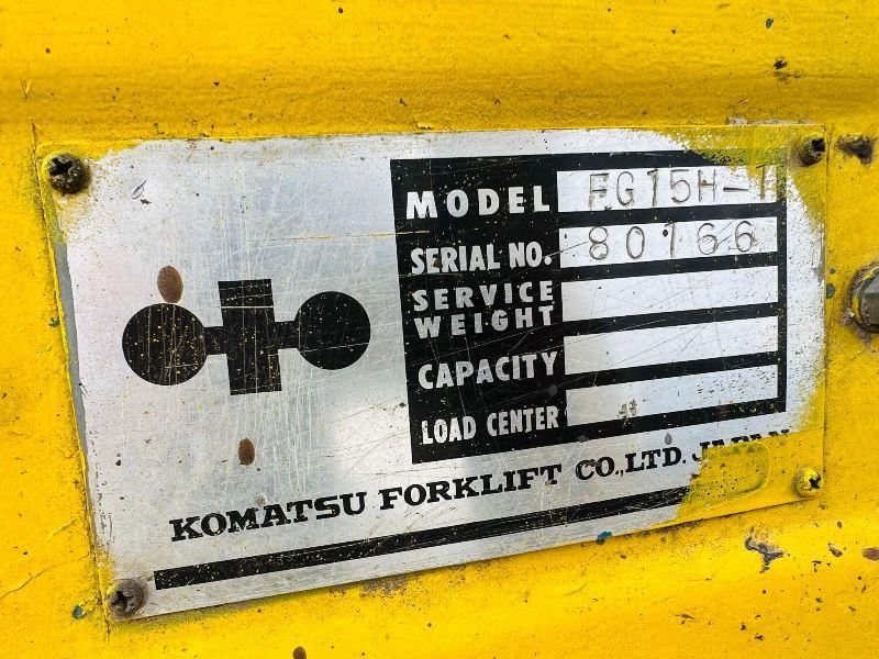 KOMATSU FG15H-1 FORKLIFT C/W STAGE MAST & PALLET TINES *VIDEO*