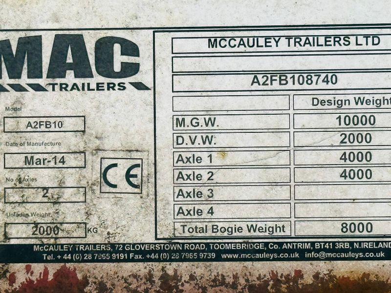 MCCAULEY A2FB10 FARM TRAILER*CHOICE OF 7*YEARS 2014/2015*VIDEO*