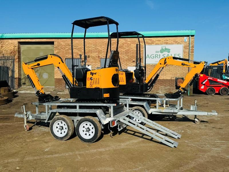 *NEW*JPC HT12 EXCAVATOR*CHOICE OF 2*C/W TWIN AXLE TRAILER*VIDEO*