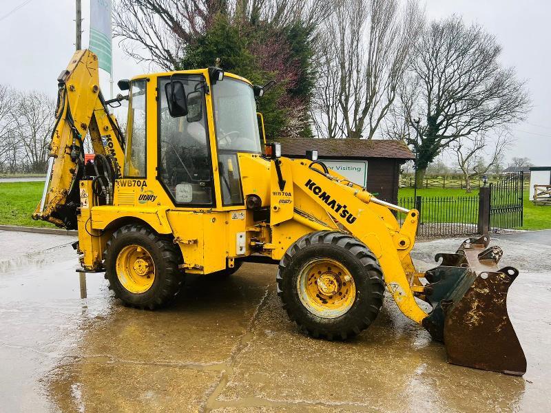KOMATSU WB70A 4WD PIVOT STEER BACKHOE DIGGER C/W QUICK HITCH *VIDEO*